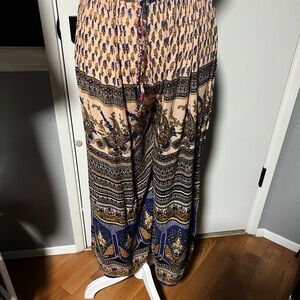 Bohemian Wide Leg Pants - Multicolor